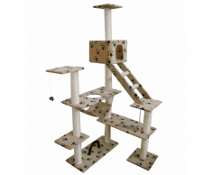 vidaXL Arbre à chat 184 cm en beige avec motif d'empreinte de patte