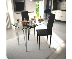 vidaXL 2 pcs Chaise Salle à Manger Noir Ligne slim