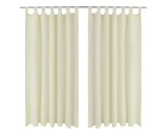 vidaXL 2 pcs Rideau à Passant Micro Satin Crème 140 x 225 cm