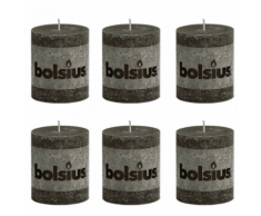 Bolsius Lot de 6 bougies 80 x 68 mm gris fumé