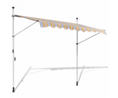 vidaXL Auvent rétractable manuel 350 cm jaune/bleu