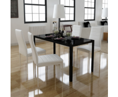 vidaXL Ensemble de salle à manger 4 chaises+1 table Blanc Design contemporain