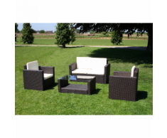 vidaXL Salon de jardin droit lounge chocolat en résine tressée