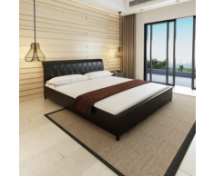 vidaXL Lit capitonné en cuir artificiel noir 180 x 200 cm