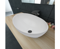 vidaXL Luxueuse Vasque à poser en céramique Ovale Blanche 40 x 33 cm