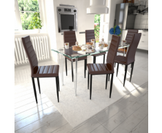 vidaXL 6 pcs Chaise Salle à Manger Brun Ligne slim