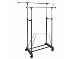 vidaXL Porte Vêtements Penderie portant Double sur 4 roulettes