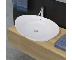 vidaXL Luxueuse vasque céramique ovale avec trop plein 59 x 38,5 cm