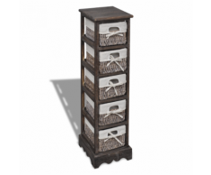 vidaXL Chiffonnier en bois colonial brun avec 5 paniers