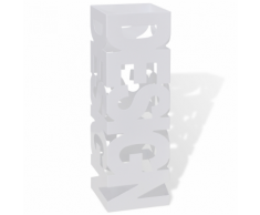 vidaXL Blanc Carré Porte-parapluie Stockage pour cannes bâtons Acier 48,5 cm