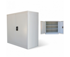 vidaXL Armoire métallique de bureau avec 2 portes 90 cm Gris