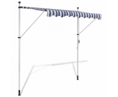 vidaXL Auvent rétractable manuel 250 cm Bleu/blanc