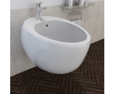 vidaXL Bidet suspendu en céramique sanitaire blanc