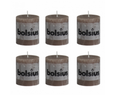 Bolsius Lot de 6 bougies 80 x 68 mm brun clair
