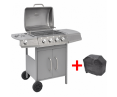 vidaXL barbecue grill à gaz 4+1 foyers argenté