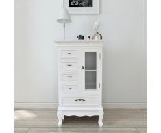 vidaXL Armoire blanche avec 5 tiroirs et 2 étagères
