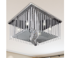 vidaXL Plafonnier Carré Cristal avec Bande Aluminium