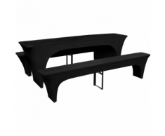 vidaXL 3 Nappe pour table de brasserie et bancs extensible noir 50 cm
