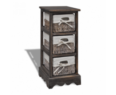 vidaXL Chiffonnier en bois colonial brun avec 3 paniers