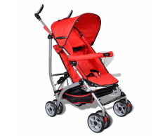vidaXL Poussette pour bébé inclinable en 5 positions rouge