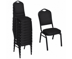 vidaXL 10 pcs Chaise empilable rembourrée Noir