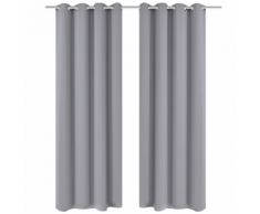 vidaXL 2 pcs Rideau Blackout Occultant Gris avec Œillets en métal 135x245cm