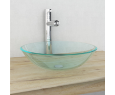 vidaXL Verre trempé de lavabo 42 cm Transparent