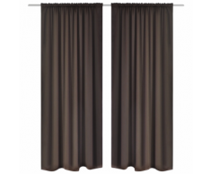 vidaXL 2 pcs Rideau Blackout Occultant Brun Tête à Fente 135 x 245 cm