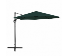 vidaXL Parasol en porte-à-faux rond Aluminium vert 3 m