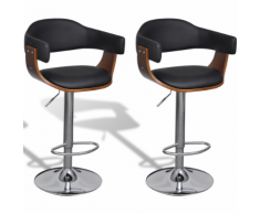 vidaXL Lot de 2 Tabourets bar réglables avec accoudoir En cuir