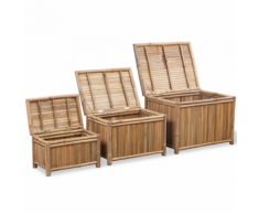 vidaXL 3 Boîtes de rangement en Bambou