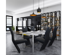 vidaXL Chaises de salle à manger 6 pcs Noir en cuir artificiel
