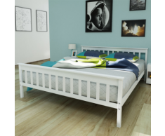vidaXL Lit en bois de pin massif Blanc 200 x 160 cm