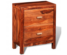 vidaXL Table de chevet en bois sheesham solide avec 2 tiroirs