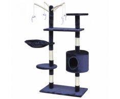 vidaXL Arbre à chat Grattoir 130 cm 1 Niche Bleu foncé