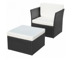 vidaXL Ensemble de cinq pièces chaises jardin Rotin poly Noir