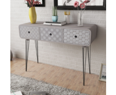vidaXL Commode/Table d'entrée à 3 tiroirs Gris