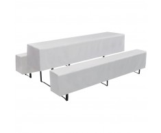 vidaXL 3 Nappe pour table de brasserie et bancs blanc 225 x 70 35 cm