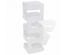 vidaXL Blanc Carré Porte-parapluie Stockage pour cannes bâtons Acier 48,5 cm
