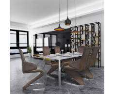 vidaXL Chaises de salle à manger Cantilever 6 pcs Marron en tissu