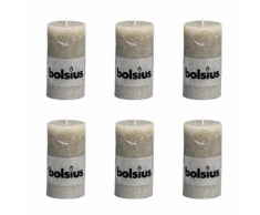 Bolsius Lot de 6 bougies 130 x 68 mm gris claire