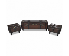 vidaXL Pliant banc banquette coffre de rangement stockage 3 pièces