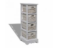 vidaXL Chiffonnier en bois colonial blanc avec 4 paniers