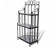 vidaXL Etagère plante Noir et blanc Motif mosaïque