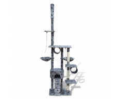 vidaXL Arbre à chat en gris avec empreinte de patte 220-240 cm 1 niche