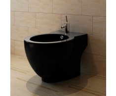 vidaXL Bidet rond à poser en céramique sanitaire noir