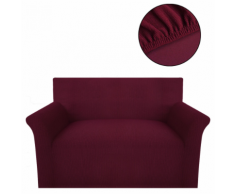 vidaXL housse de canapé tissu tricoté en polyester extensible bordeau