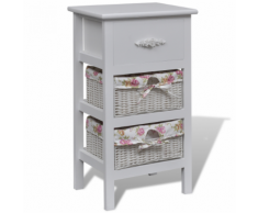 vidaXL Chiffonnier blanc en bois avec 1 tiroir et 2 paniers