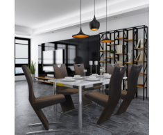 vidaXL Chaises de salle à manger 6 pcs Marron en tissu