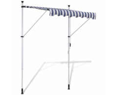 vidaXL Auvent rétractable manuel 200 cm Bleu/blanc